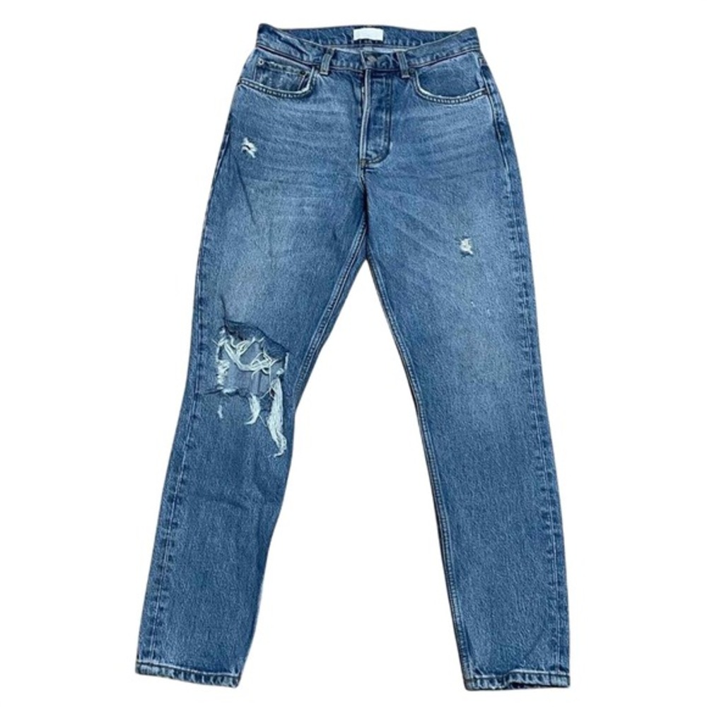 Boyish The Billy Jeans Women's 26 Blue Distressed‎ High Rise Button Fly Denim